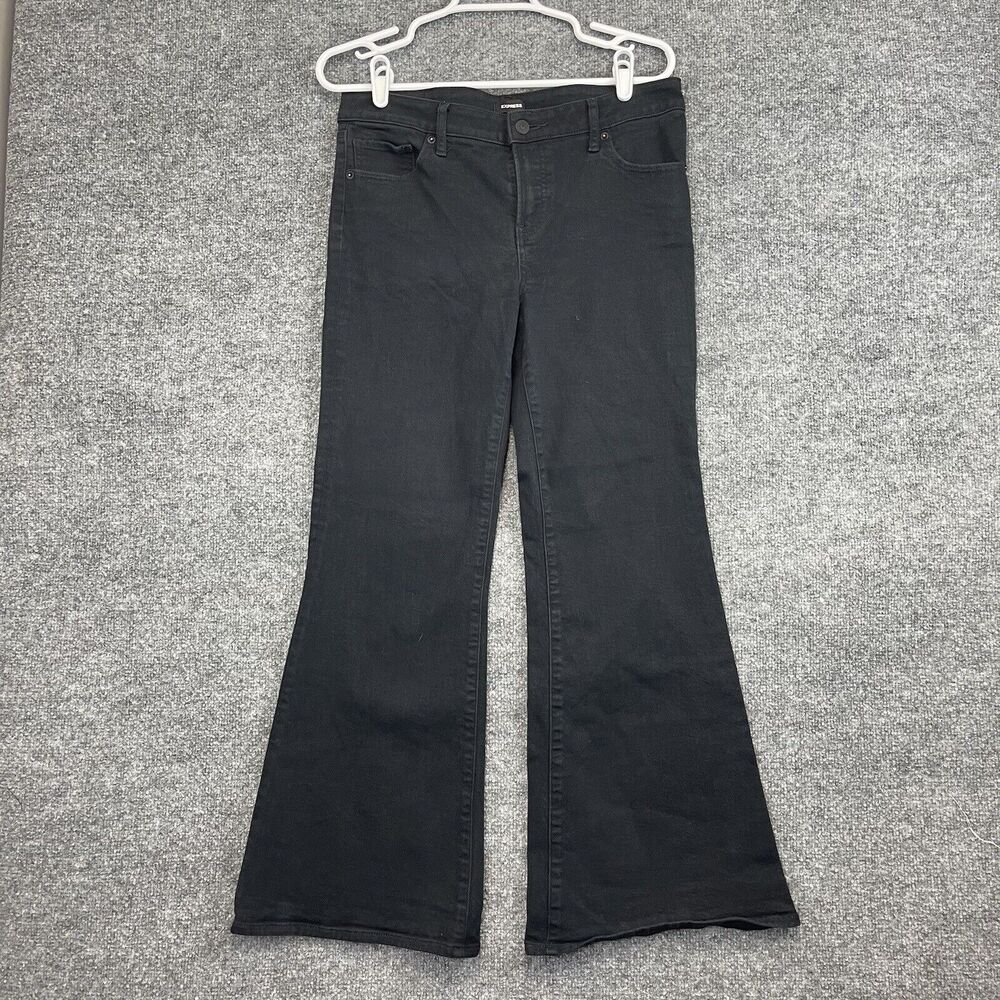 Express Jens Women's SZ 8s 70's‎ Flare Low Rise Black Wide Leg